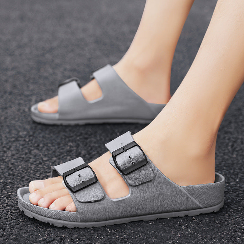 Sandales homme – Bout ouvert – Brides réglables à boucle – Semelle épaisse confort
