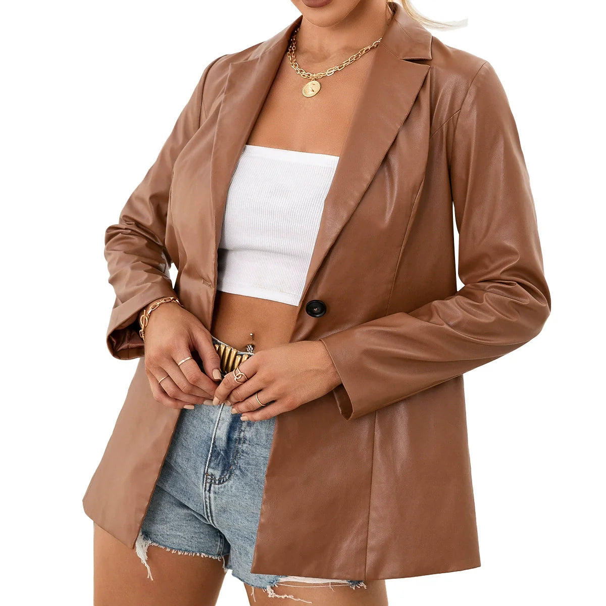 Manteau trench femme – Coupe slim – Longueur mi-cuisse – Col à revers classique