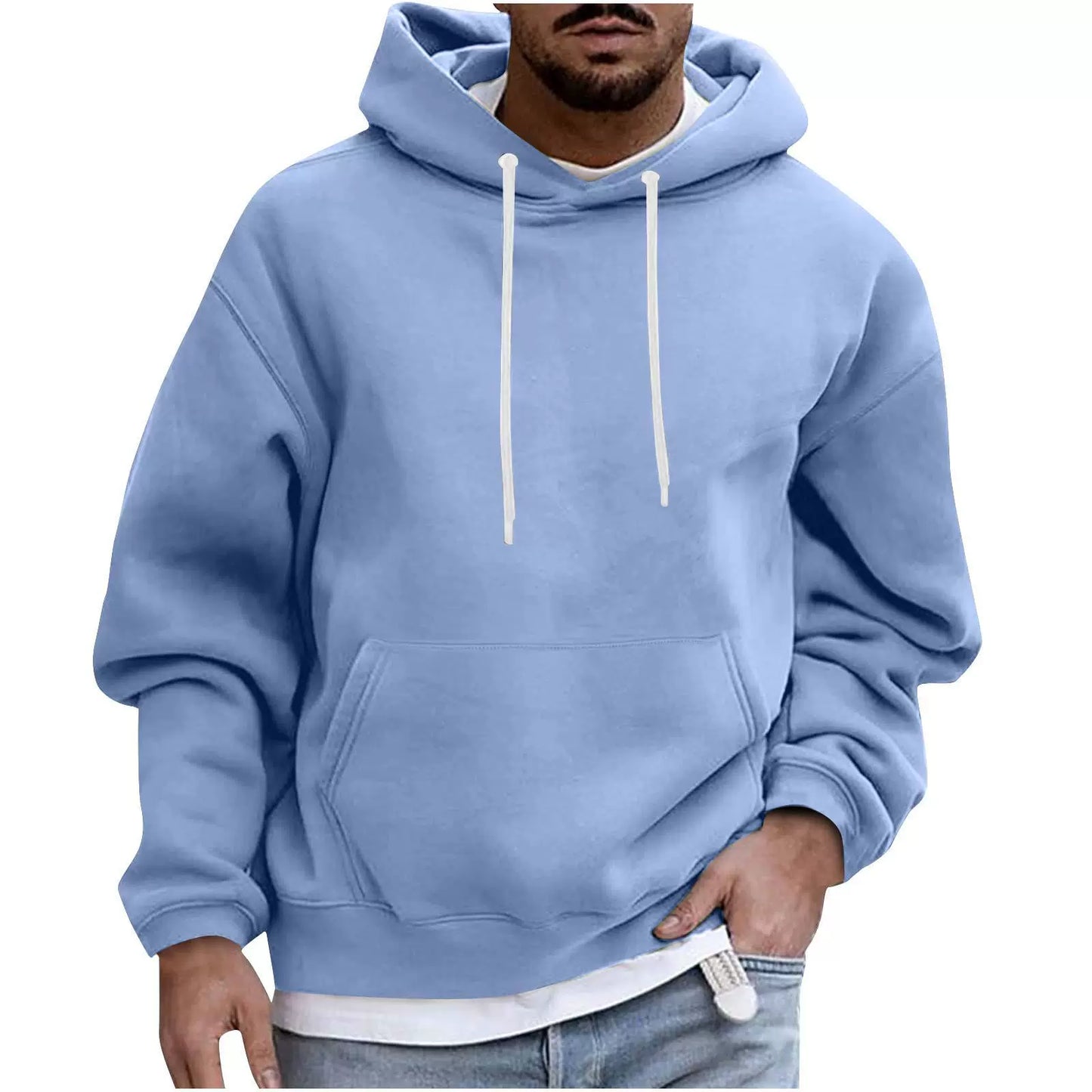 Sweat à capuche homme – Coupe ample – Tissu polaire doux – Poche kangourou