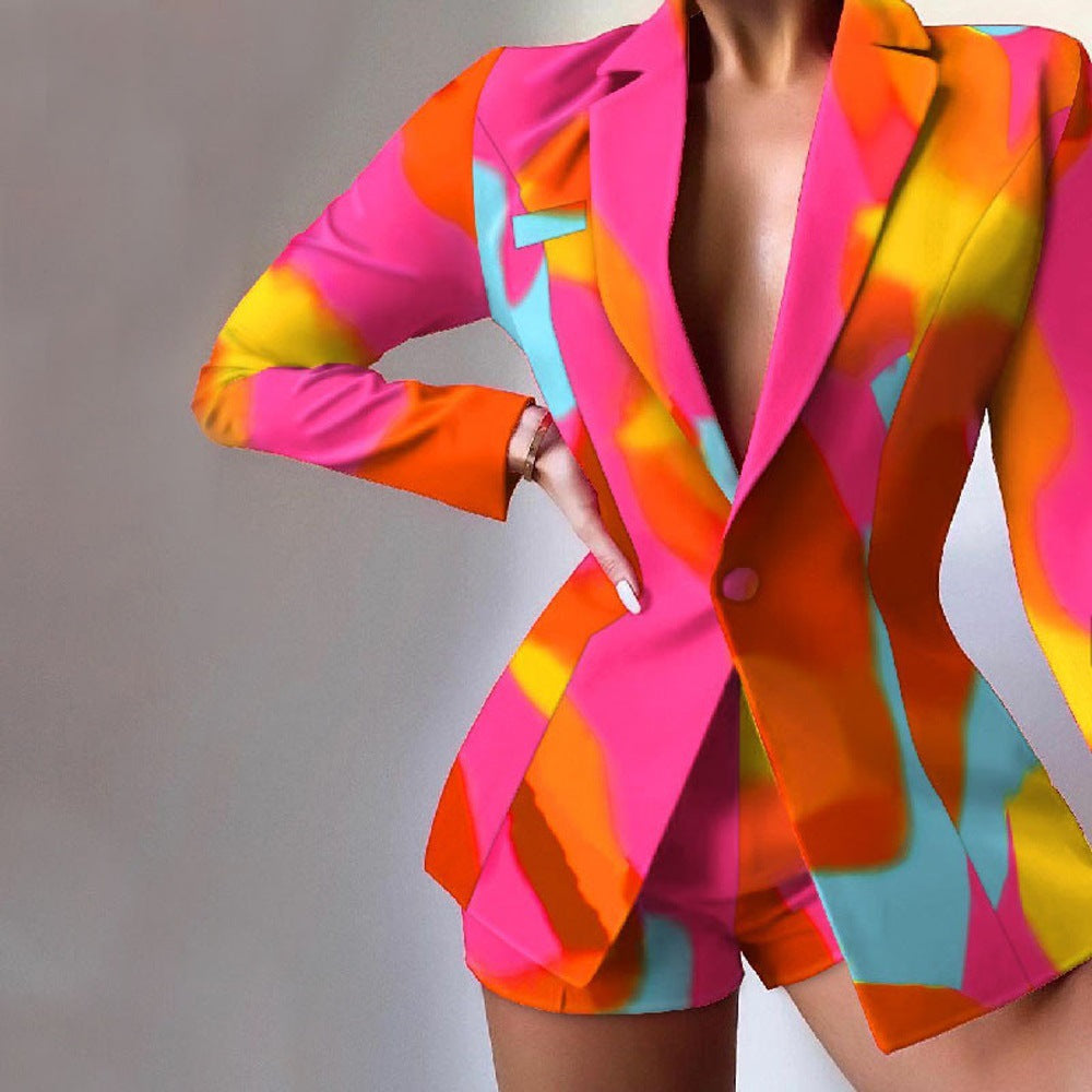 Blazer femme – Coupe cintrée – Imprimé léopard – Revers en pointe élégants