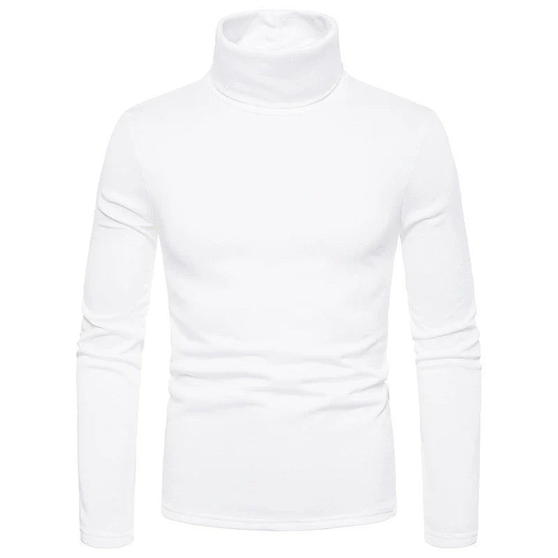 T-shirt col roulé homme – Coupe ajustée – Tissu stretch doux – Manches longues