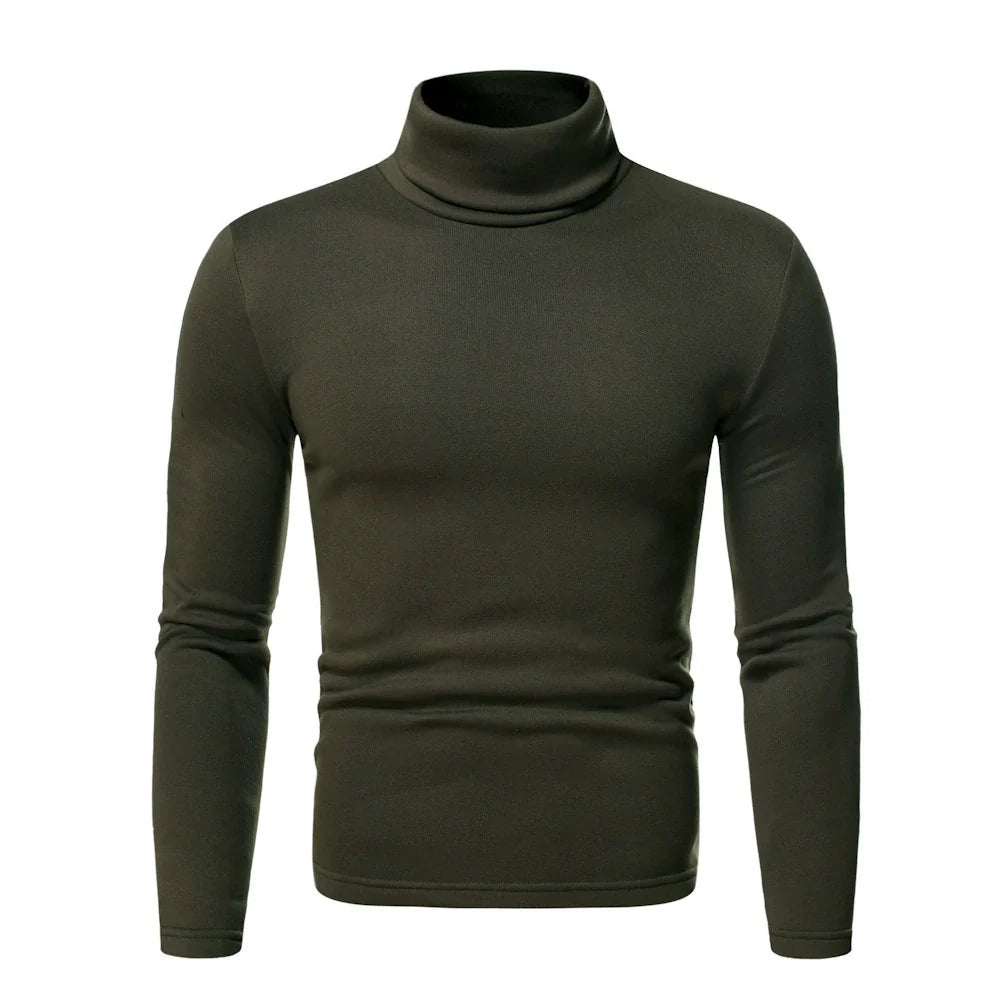 T-shirt col roulé homme – Coupe ajustée – Tissu stretch doux – Manches longues