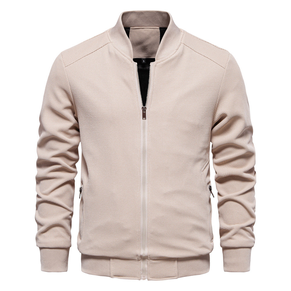 Blouson homme – Coupe slim – Tissu texturé – Fermeture zippée – Finitions côtelées
