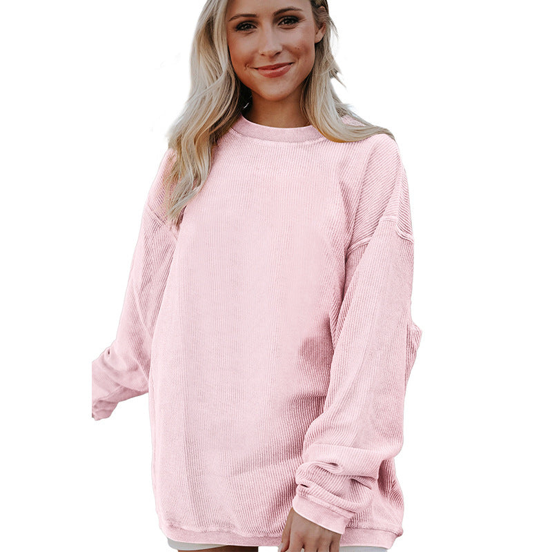 Sweat-shirt femme – Coupe oversize – Manches longues – Col rond – Coton doux