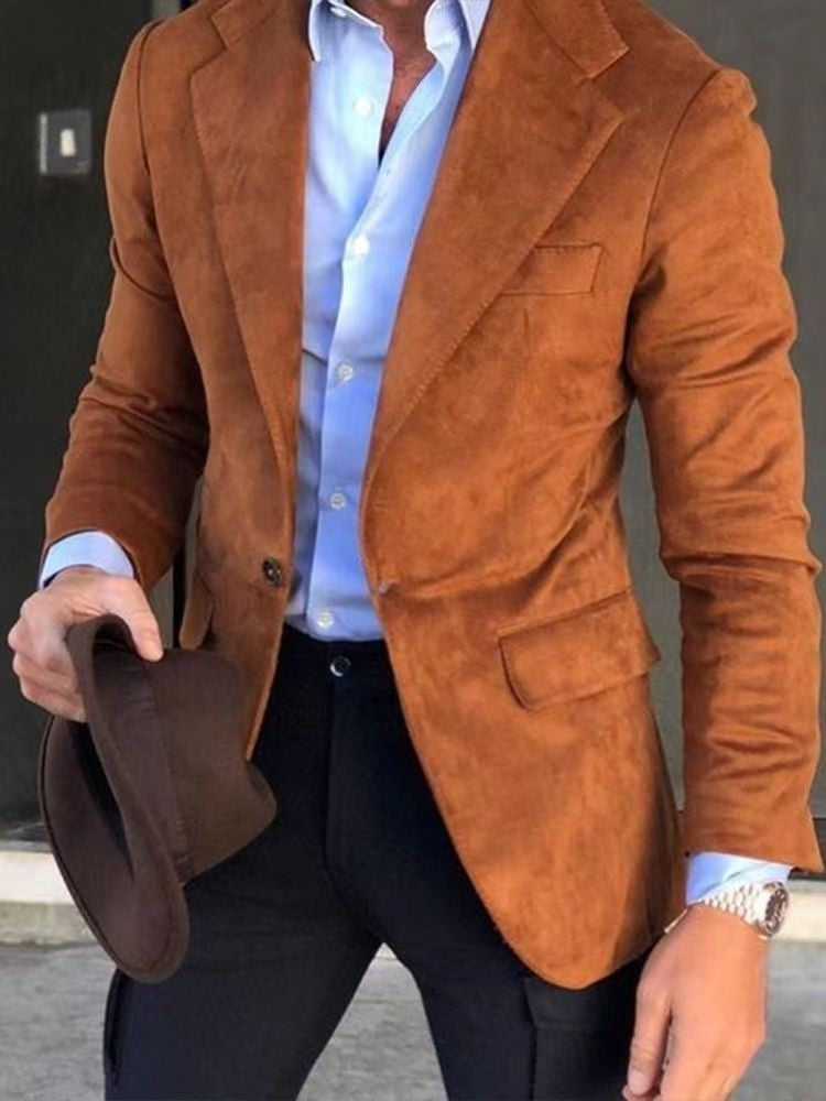 Blazer homme – Coupe cintrée – Tissu lisse – Revers cranté – Style formel élégant