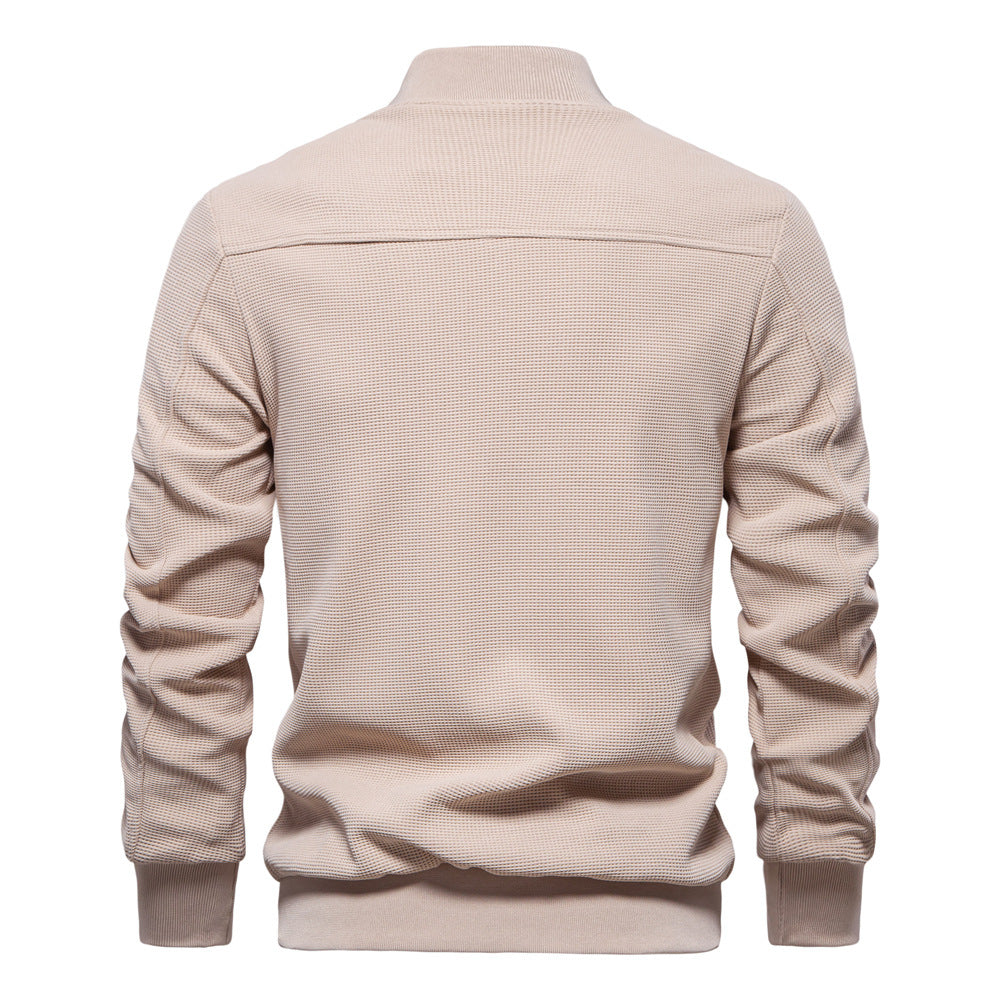 Blouson homme – Coupe slim – Tissu texturé – Fermeture zippée – Finitions côtelées