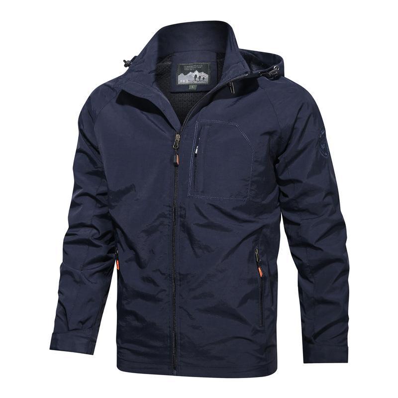 Veste à capuche homme – Coupe structurée – Tissu coupe-vent – Poches zippées
