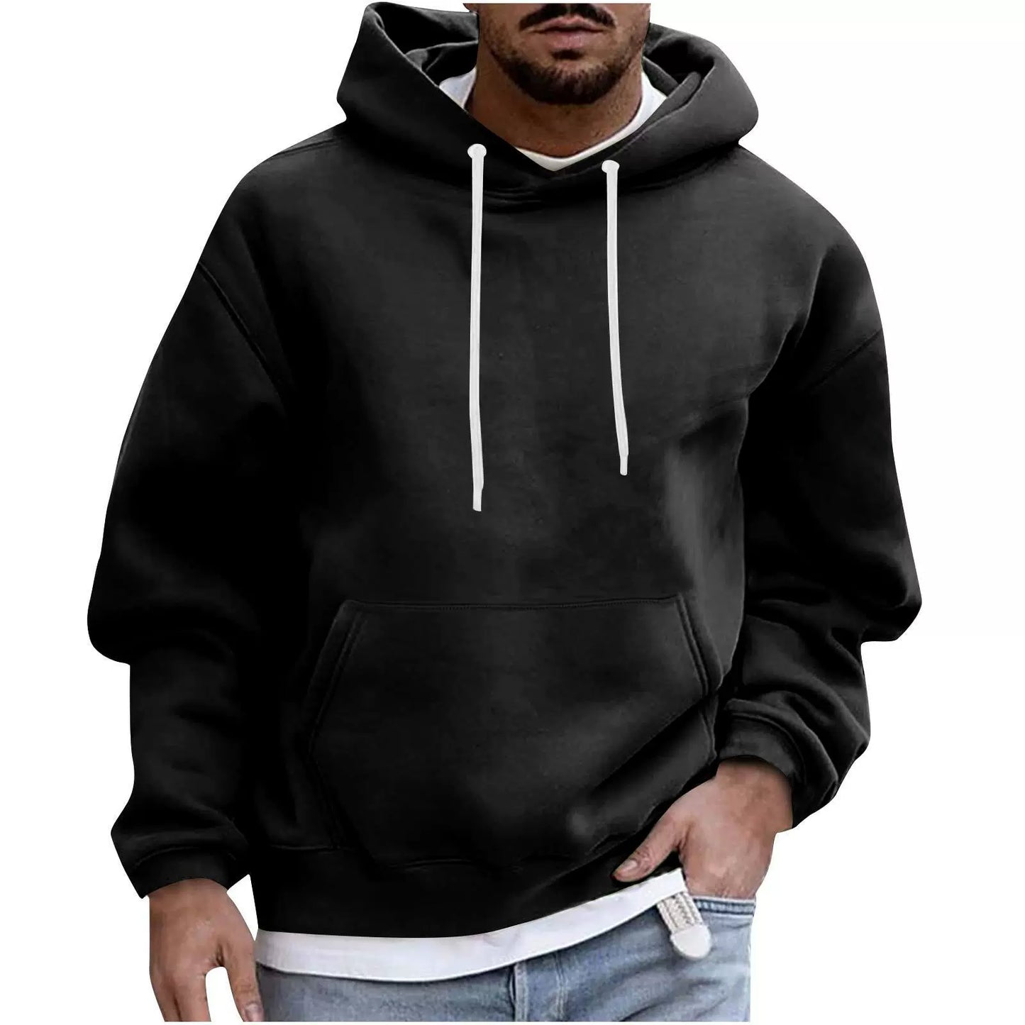 Sweat à capuche homme – Coupe ample – Tissu polaire doux – Poche kangourou