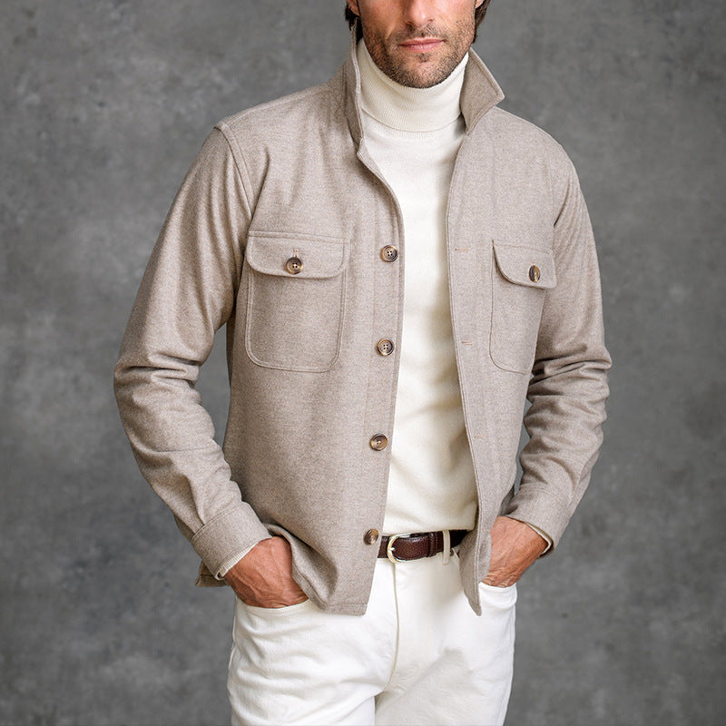 Veste homme – Coupe ajustée – Col montant – Poches poitrine – Style boutonné