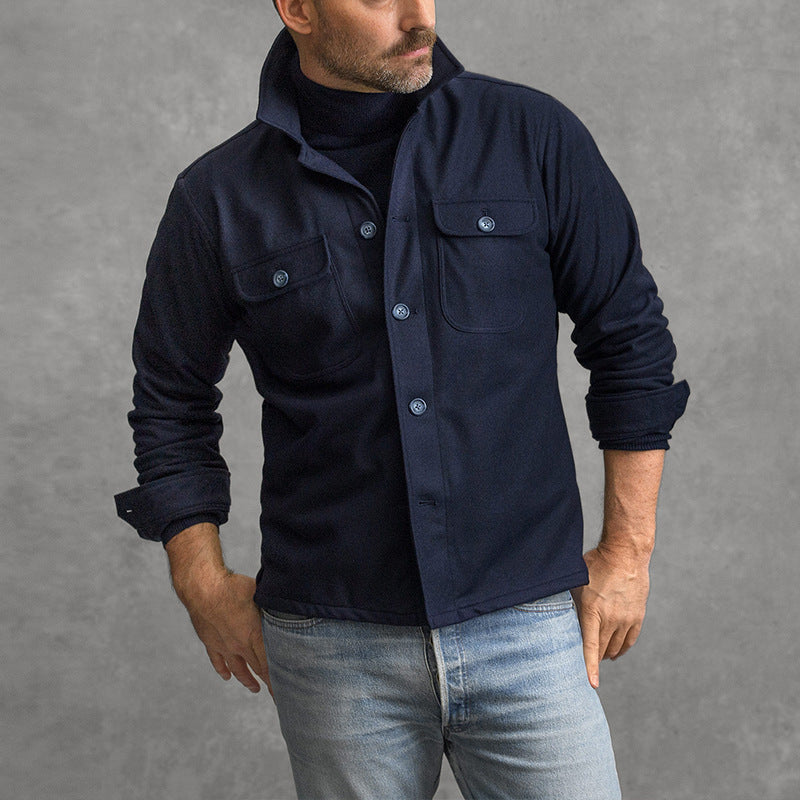 Veste homme – Coupe ajustée – Col montant – Poches poitrine – Style boutonné