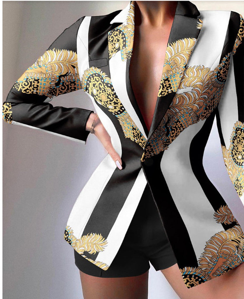 Blazer femme – Coupe cintrée – Imprimé léopard – Revers en pointe élégants