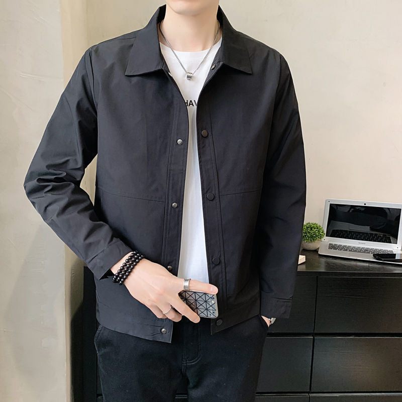Veste décontractée homme – Coupe décontractée – Coton mélangé – Boutons-pression – Col classique