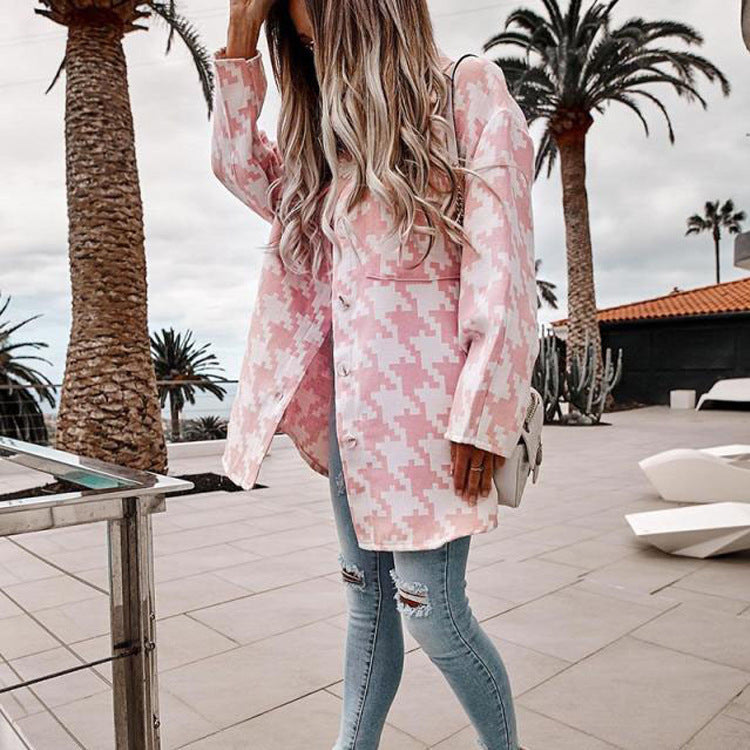 Veste femme oversize – Coupe ample – Tissu coton – Boutonnage – Poches poitrine