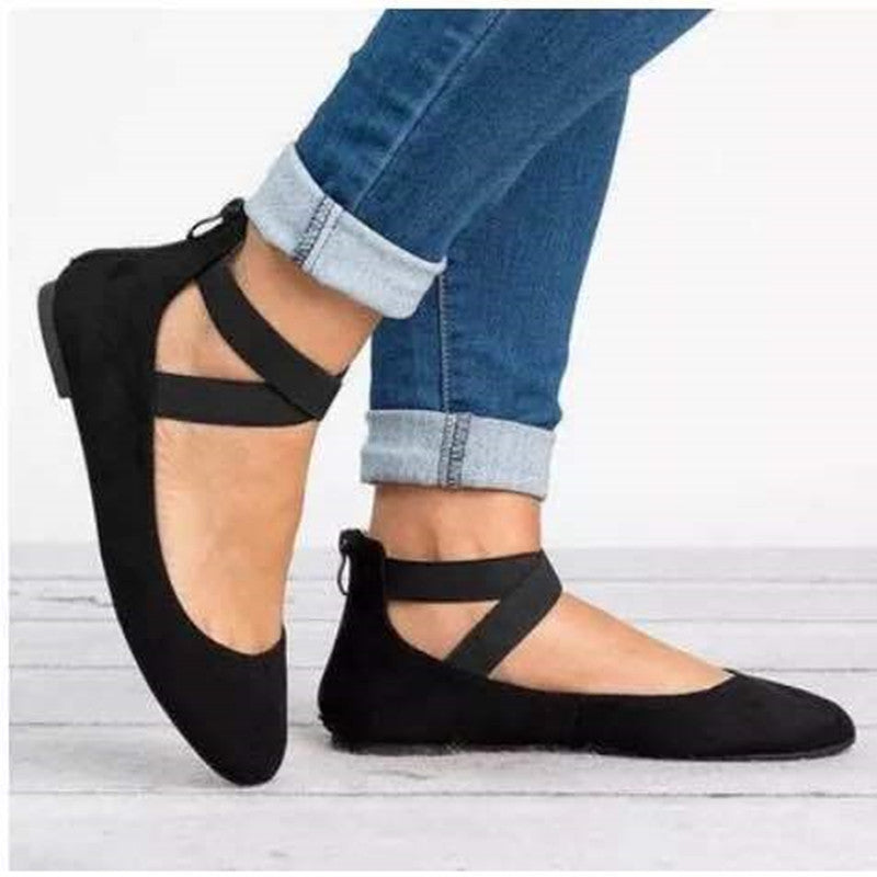 Ballerines femme – Suédine douce – Bride élastique – Bout rond – Coupe basse