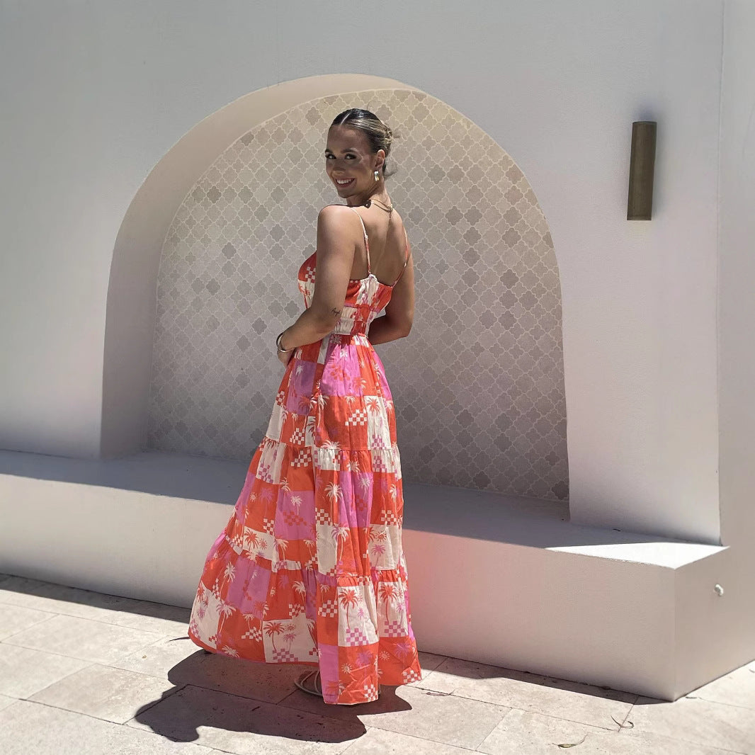 Robe longue femme – Coupe fluide – Bretelles fines – Tissu coton léger – Style décontracté