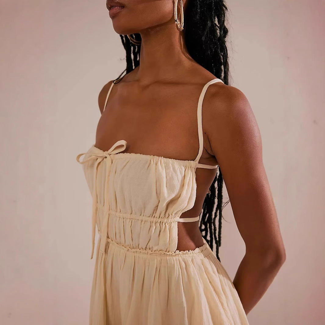 Robe Mini Femme – Bretelles Fines – Buste Smocké – Volants – Coupe Décontractée