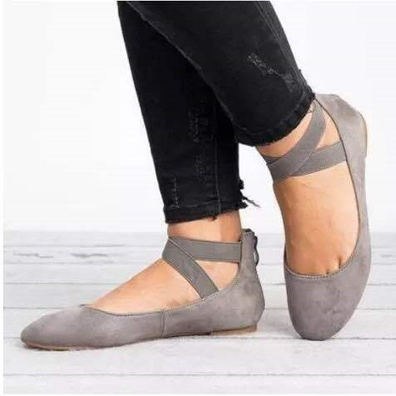 Ballerines femme – Suédine douce – Bride élastique – Bout rond – Coupe basse