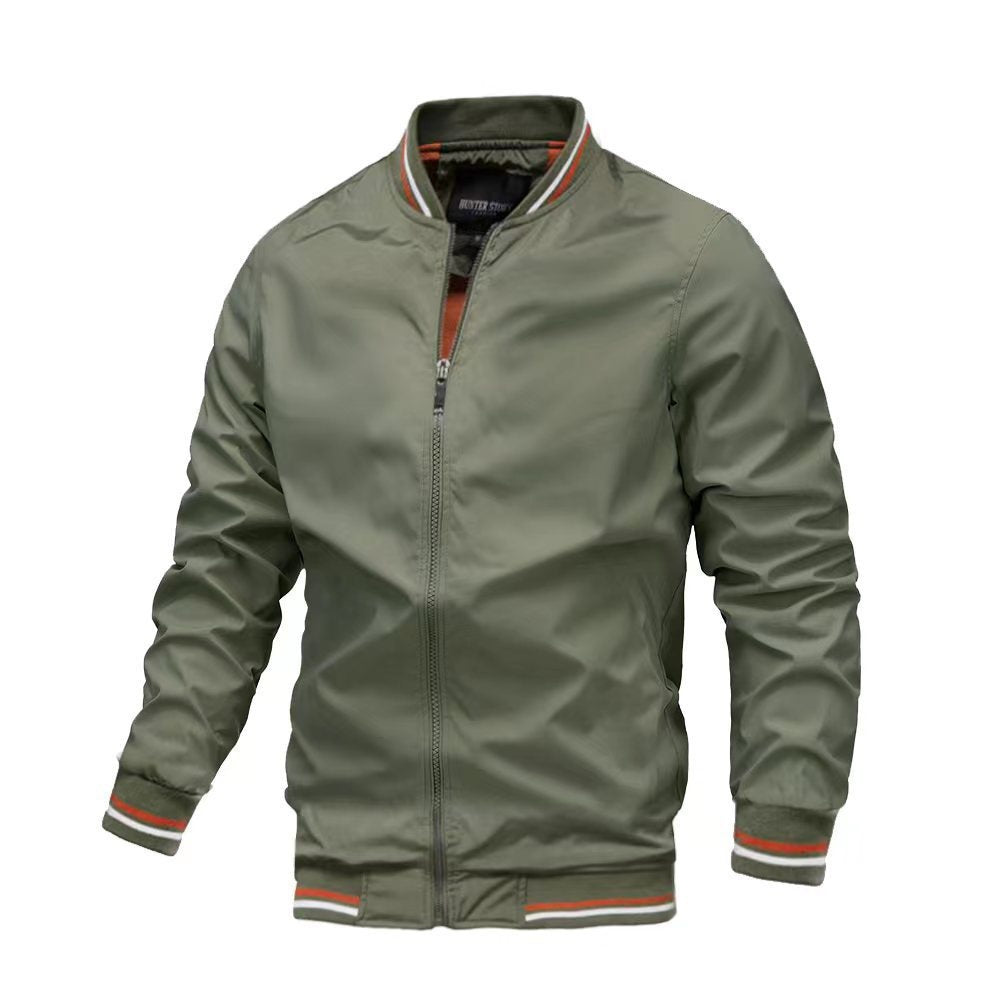 Veste homme – Coupe slim – Col montant – Ourlets côtelés – Fermeture zippée