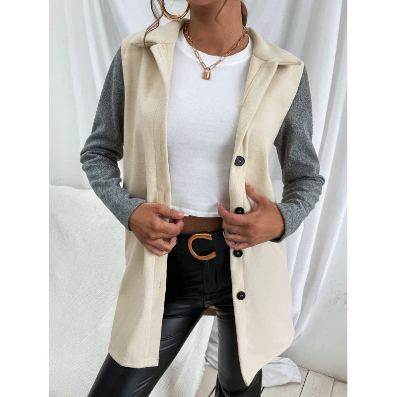 Veste coupe-vent femme – Coupe structurée – Fermeture boutonnée – Manches contrastées
