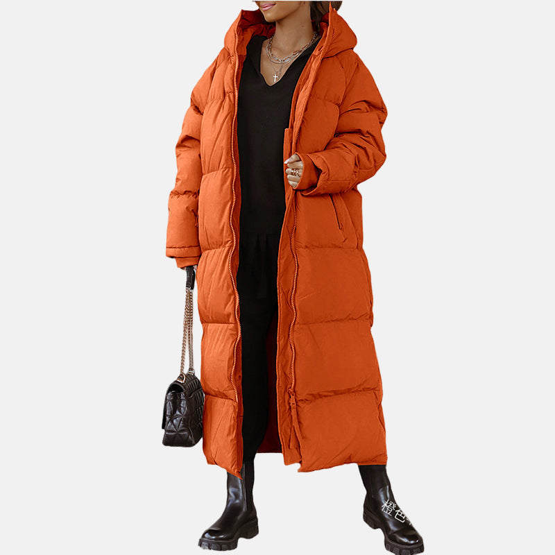Manteau long femme – Doudoune matelassée – Coupe oversize – Capuche col montant