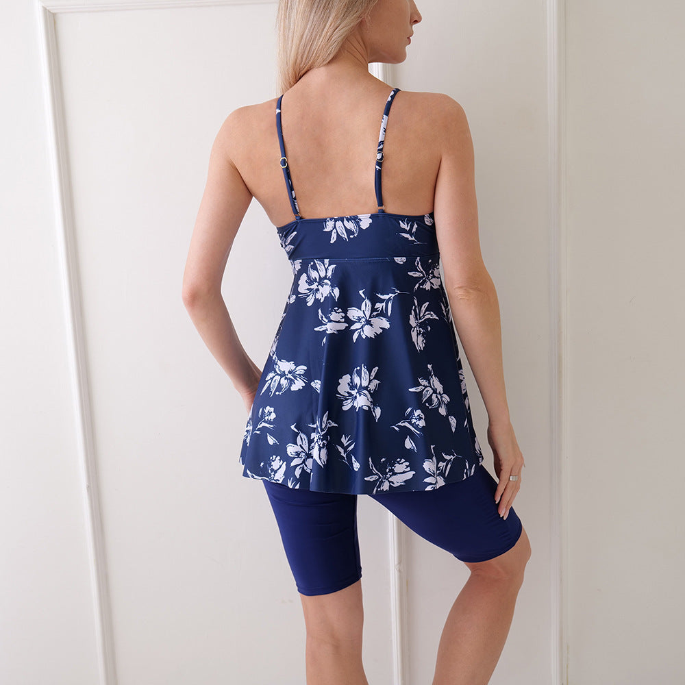 Maillot de bain robe femme – Coupe A-line – Bretelles réglables – Short intégré