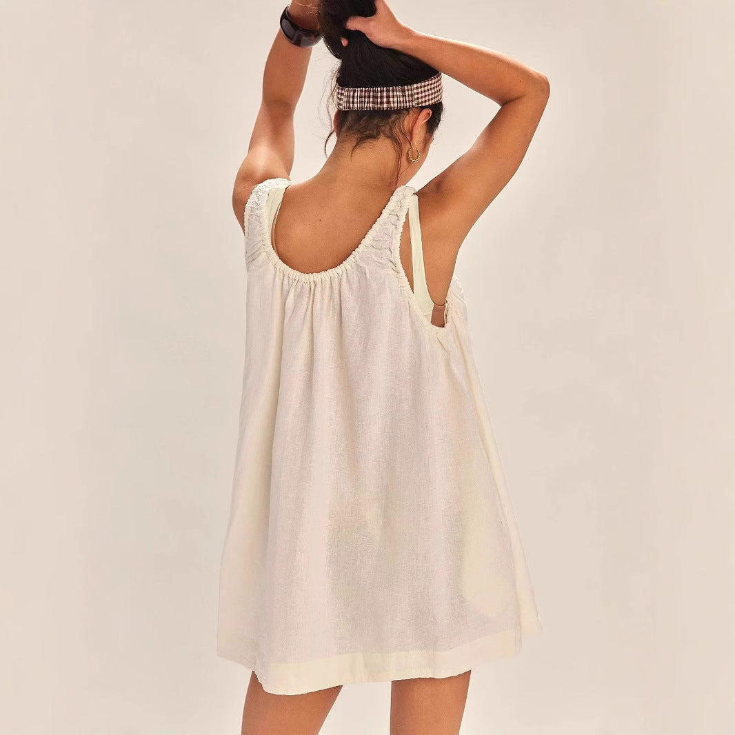 Robe femme sans manches – Coton léger – Coupe ample – Courte au-dessus du genou