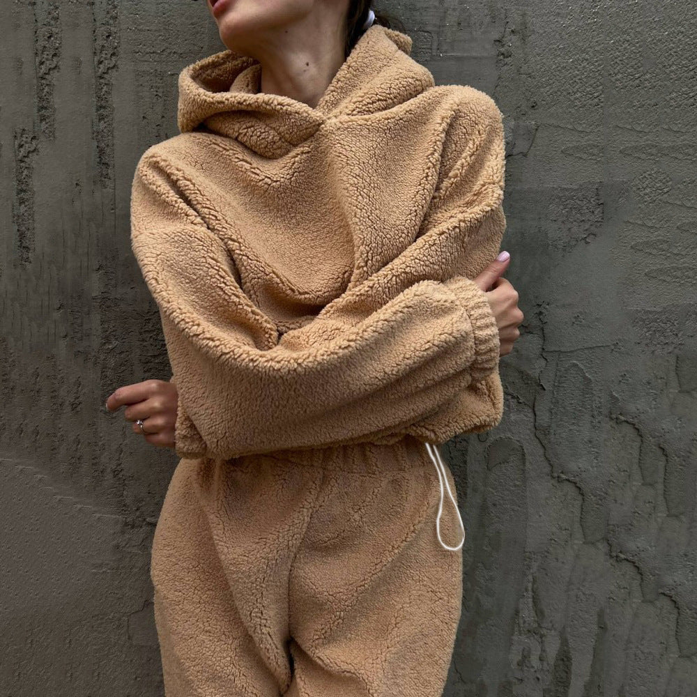Ensemble Loungewear Femme – Coupe Décontractée – Fleece Doux – Taille Haute Ajustable