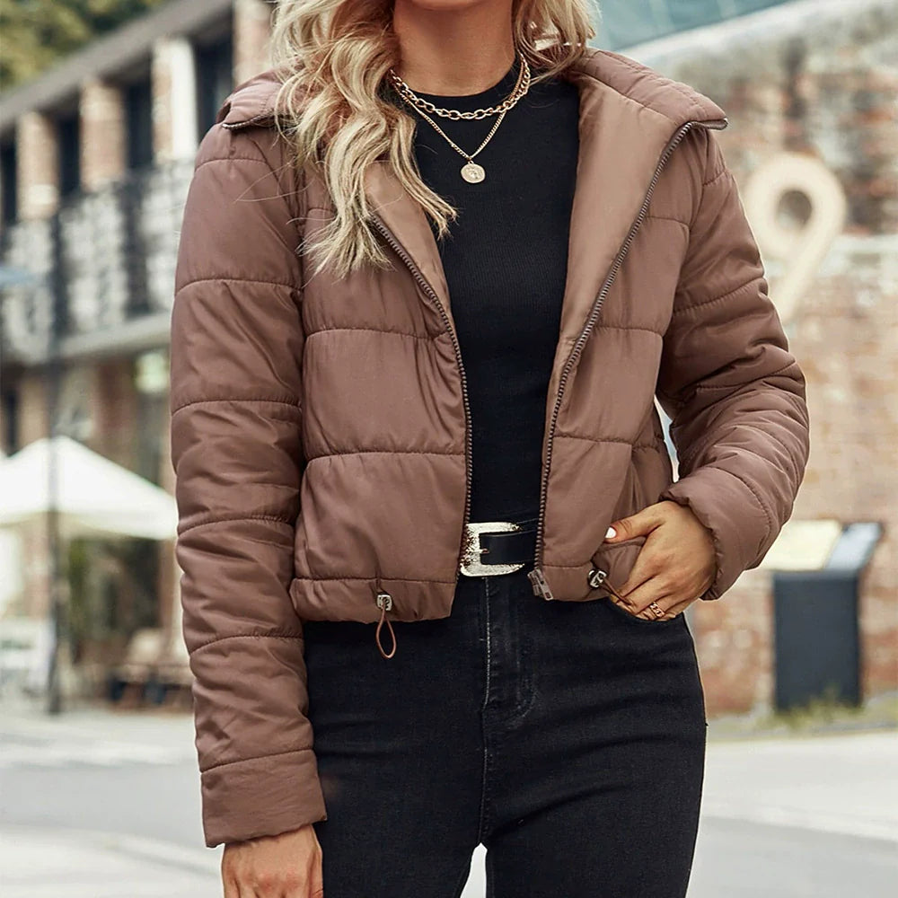 Veste matelassée femme – Coton – Coupe courte – Capuche – Fermeture zippée