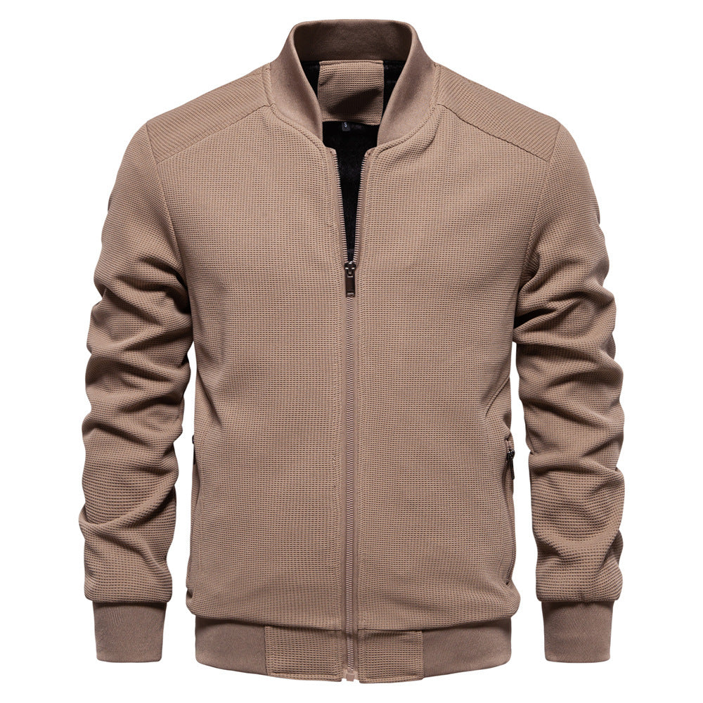 Blouson homme – Coupe slim – Tissu texturé – Fermeture zippée – Finitions côtelées