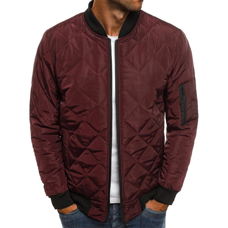 Veste matelassée homme – Coupe droite – Coton mélangé – Col montant – Fermeture zippée