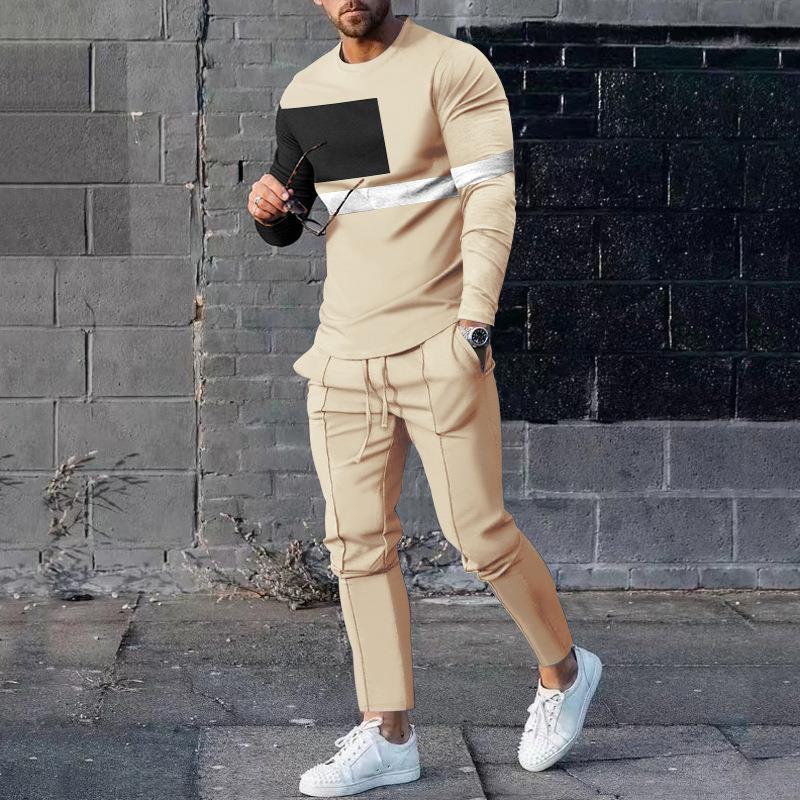 Survêtement homme – Coupe slim – Col rond – Imprimé 3D – Pantalon fuselé