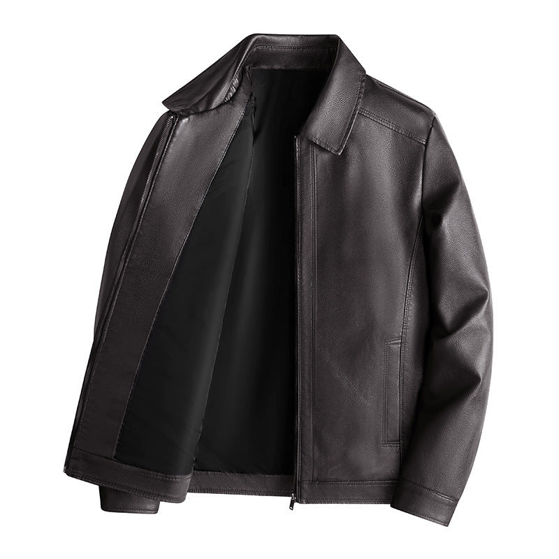 Veste homme – Coupe ajustée – Simili cuir lisse – Col montant – Fermeture zippée