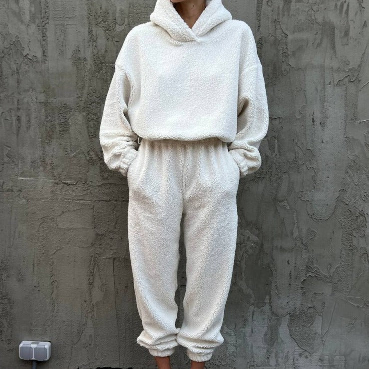 Ensemble Loungewear Femme – Coupe Décontractée – Fleece Doux – Taille Haute Ajustable