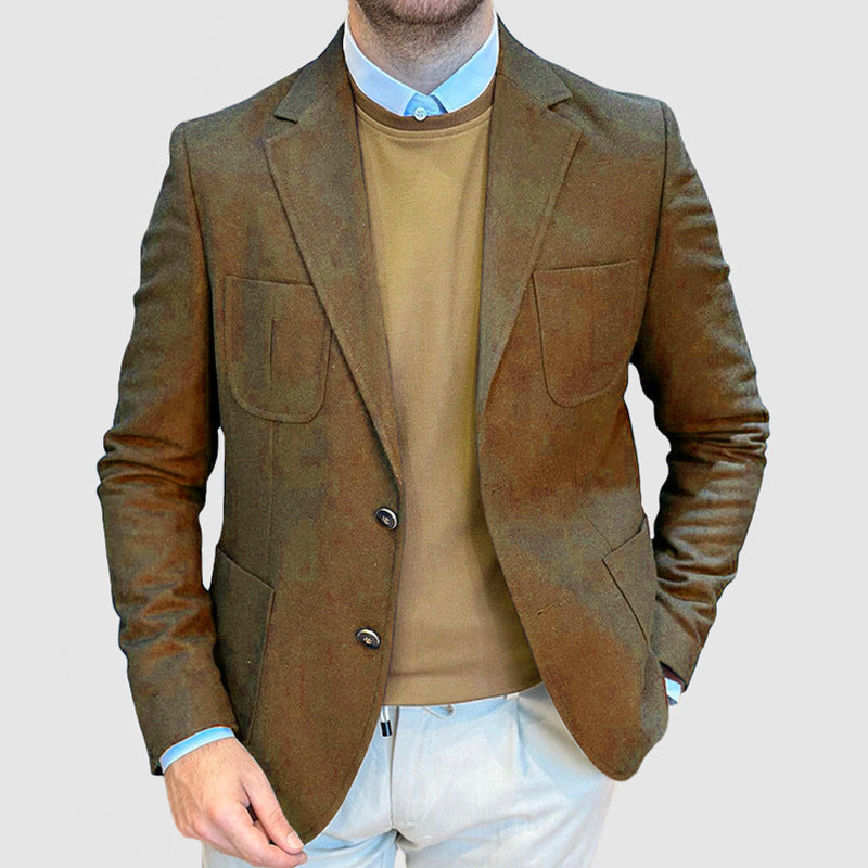 Blazer homme – Coupe cintrée – Laine – Croisé – Revers crantés – Longueur hanches