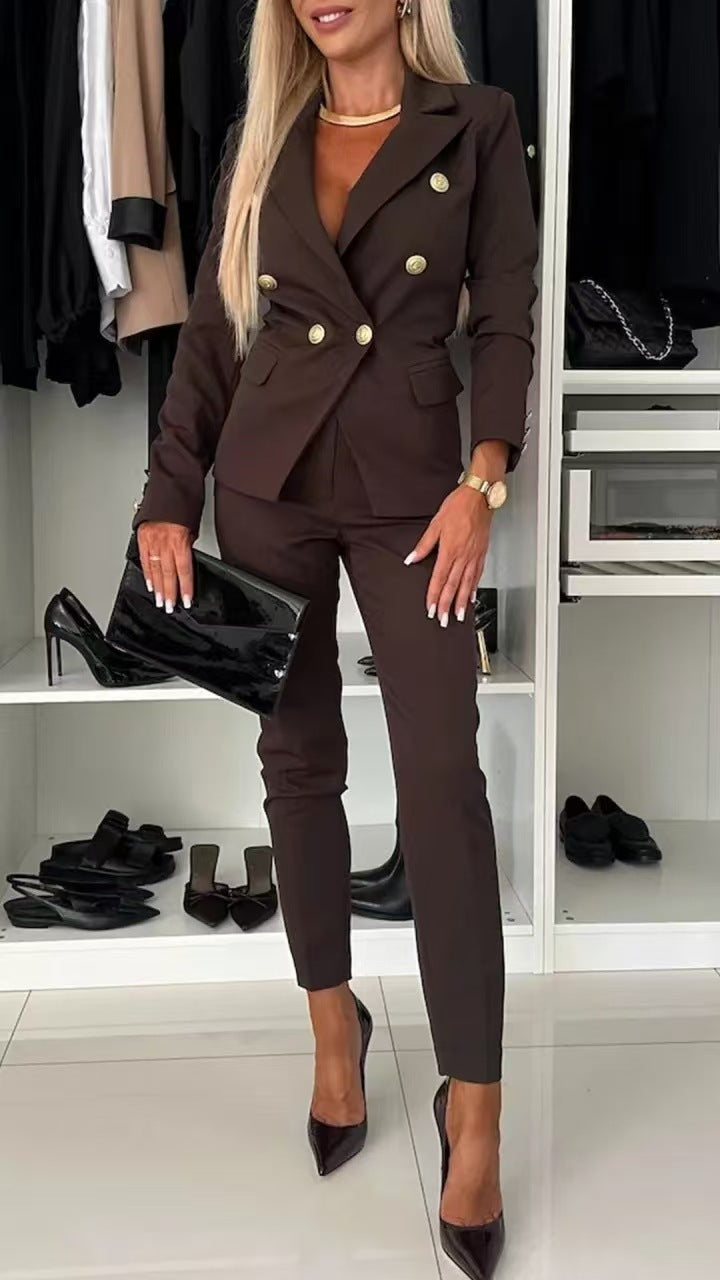 Veste blazer femme – Coupe slim – Double boutonnage – Revers tailleur – Style habillé