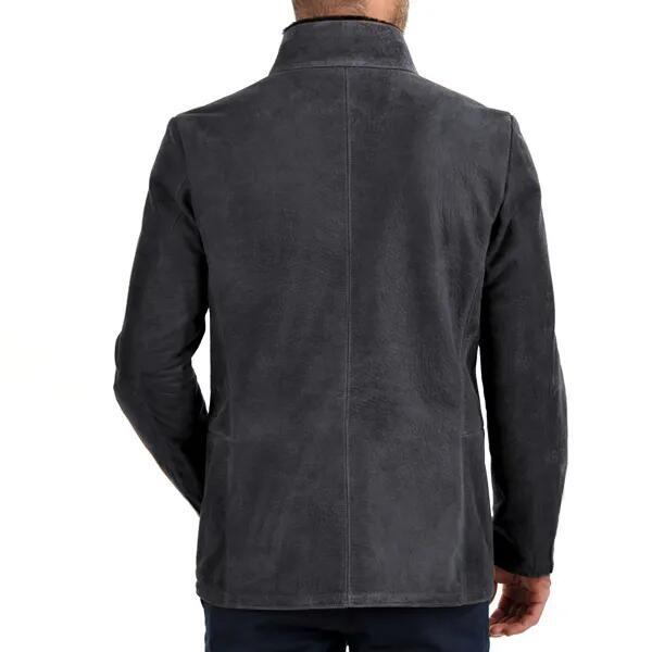 Veste homme – Coupe slim – Col montant – Fermeture zippée asymétrique – Multi-poches