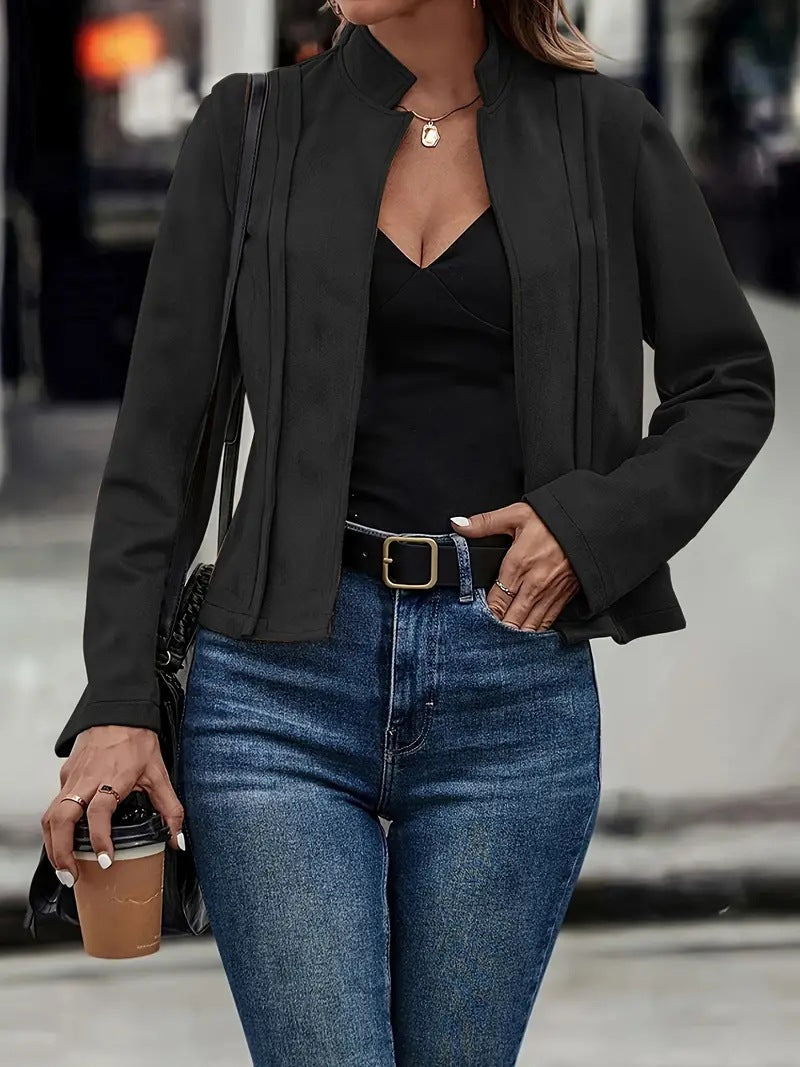 Veste femme – Coupe slim – Laine mélangée – Col droit – Ouverture sans fermeture