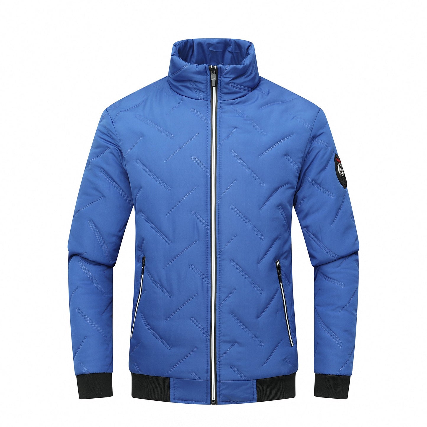 Blouson matelassé homme – Coupe slim – Col montant – Poches zippées – Ourlets côtelés