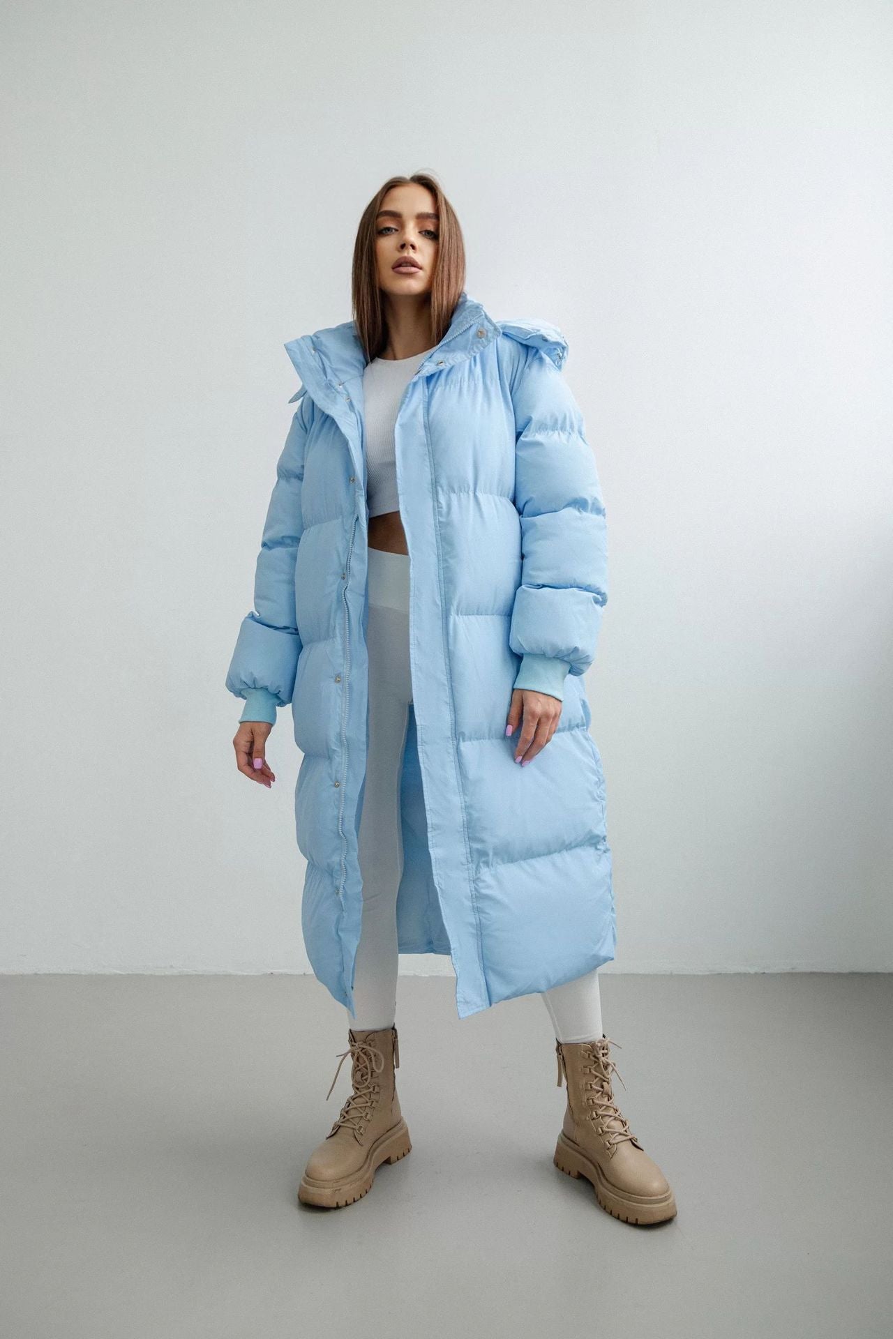 Femme Manteau Matelassé - Tissu Tissé Isolé - Coupe Oversize - Col Montant - Capuche