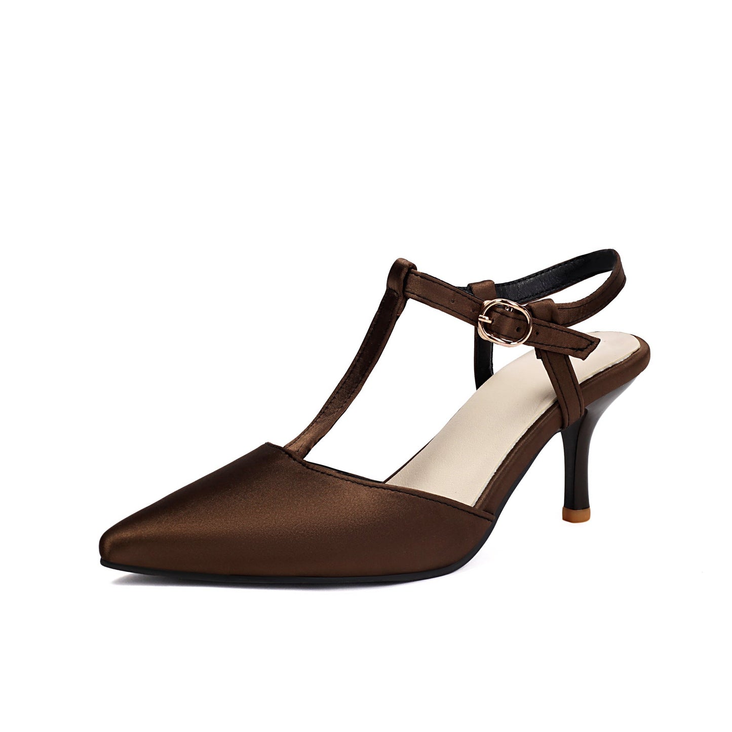 Sandales à talons hauts femme – Bout pointu – Bride en T – Ajustables élégantes