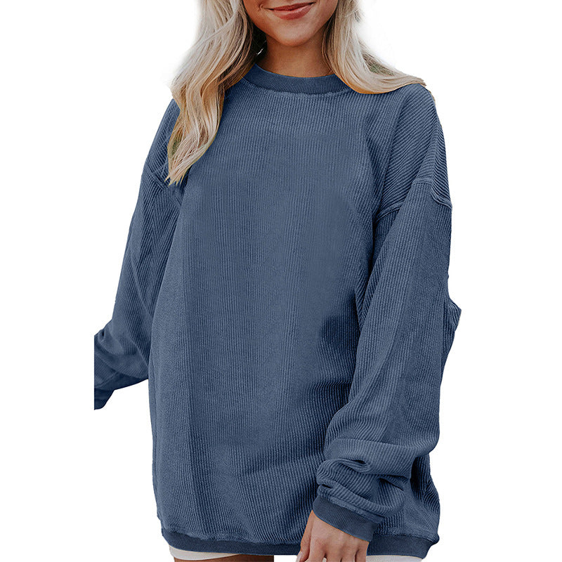 Sweat-shirt femme – Coupe oversize – Manches longues – Col rond – Coton doux