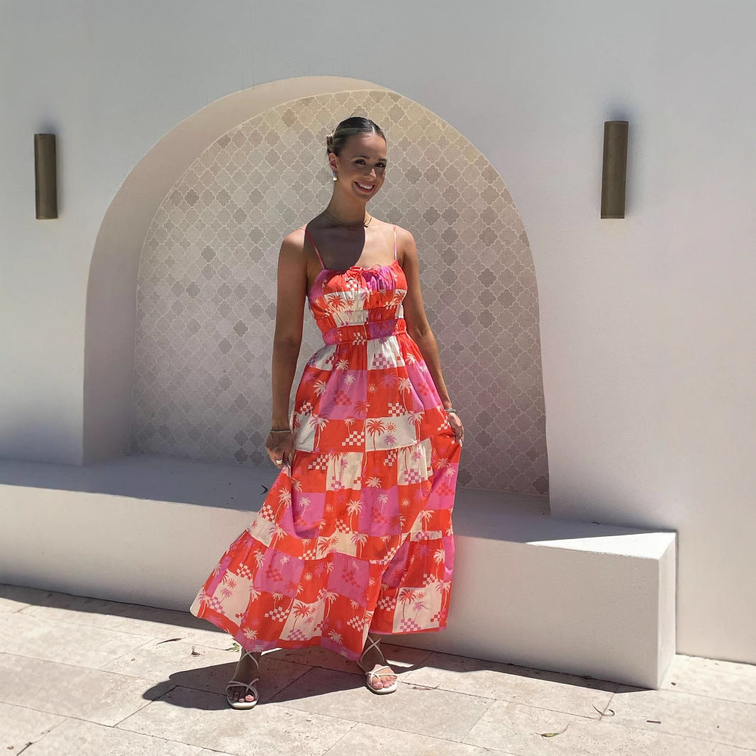 Robe longue femme – Coupe fluide – Bretelles fines – Coton léger – Style décontracté