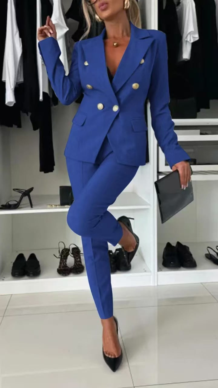 Veste blazer femme – Coupe slim – Double boutonnage – Revers tailleur – Style habillé