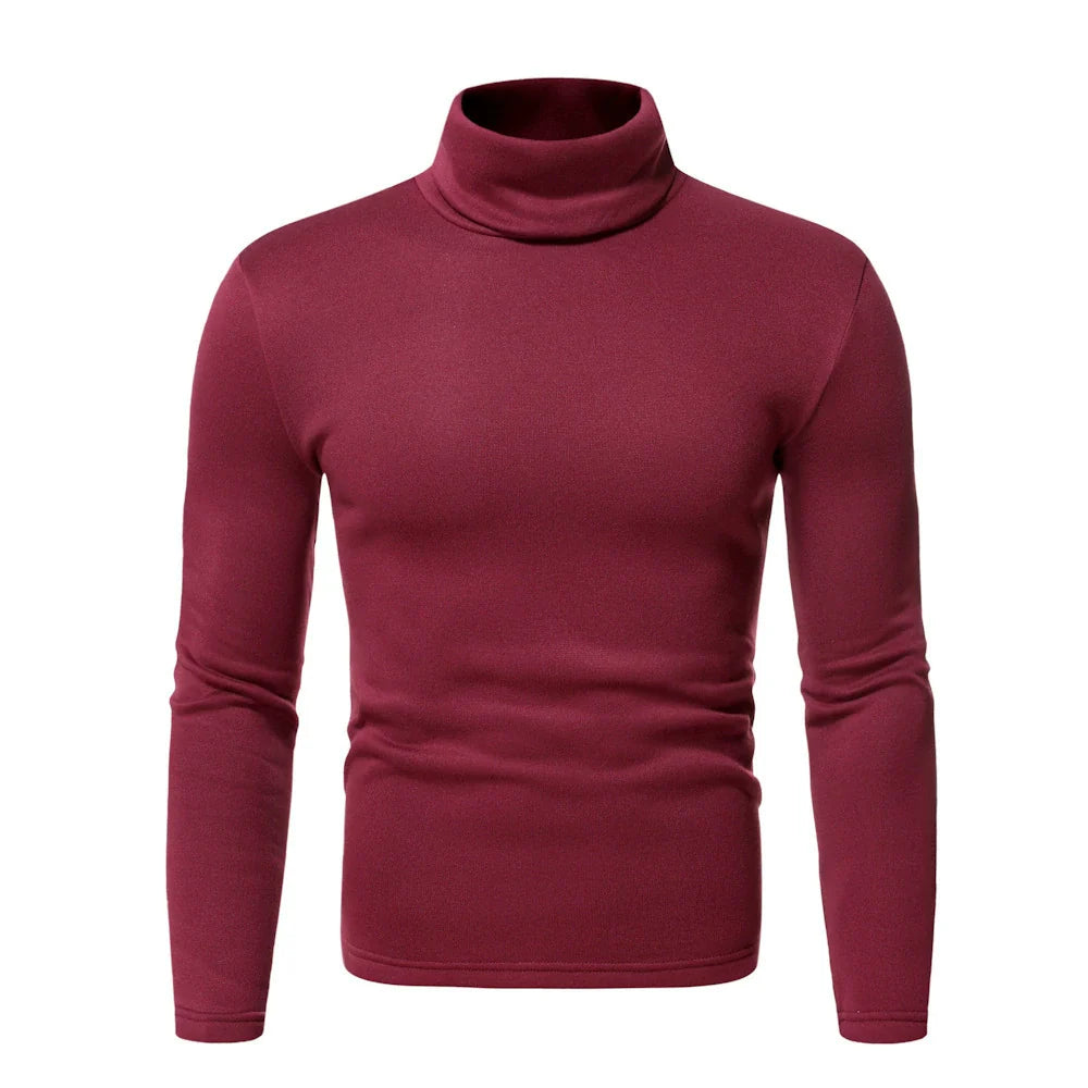 T-shirt col roulé homme – Coupe ajustée – Tissu stretch doux – Manches longues