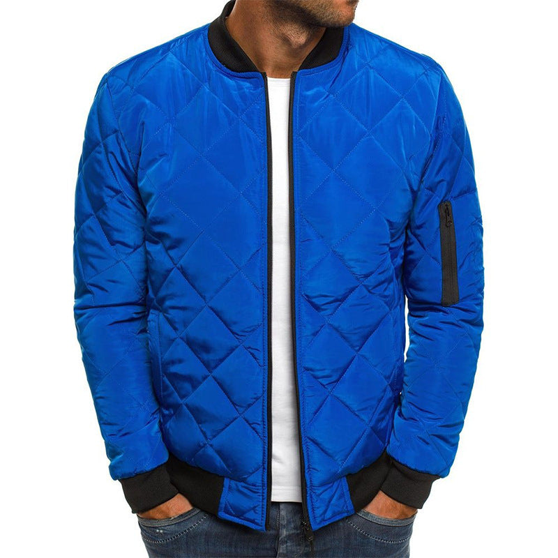Veste matelassée homme – Coupe droite – Coton mélangé – Col montant – Fermeture zippée
