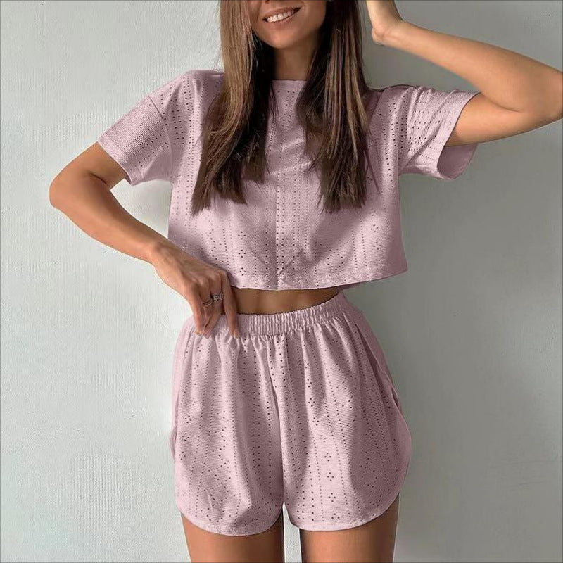 Ensemble Deux Pièces Femme – Crop Top et Short – Tissu Respirant – Coupe Décontractée
