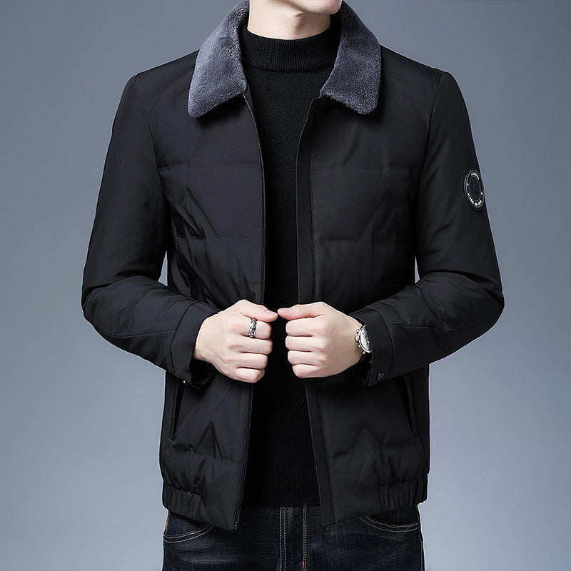 Veste matelassée homme – Coupe slim – Col fourrure amovible – Déperlante isolée