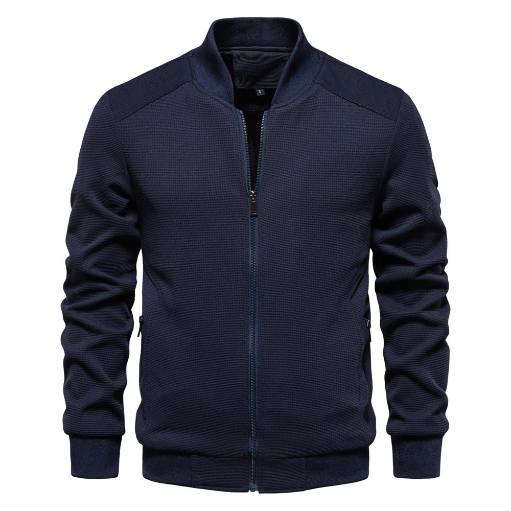 Blouson homme – Coupe slim – Tissu texturé – Fermeture zippée – Finitions côtelées