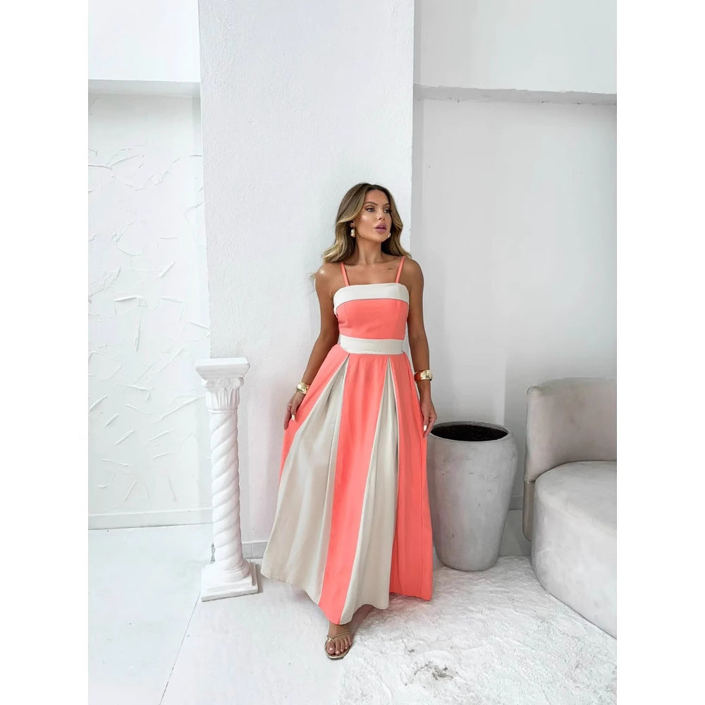 Robe longue femme – Bretelles fines – Taille haute – Coupe formelle élégante