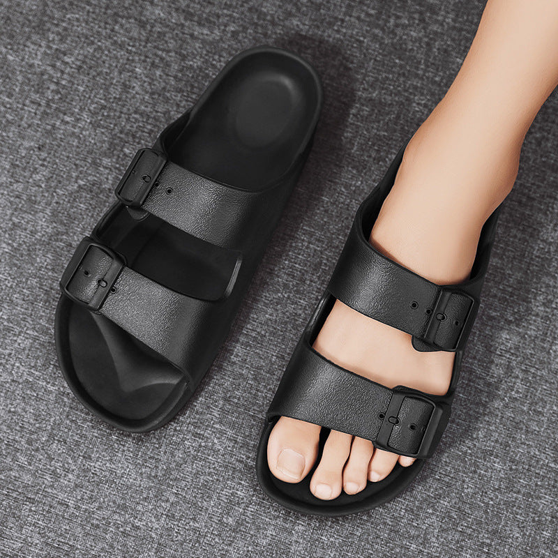 Sandales homme – Bout ouvert – Brides réglables à boucle – Semelle épaisse confort